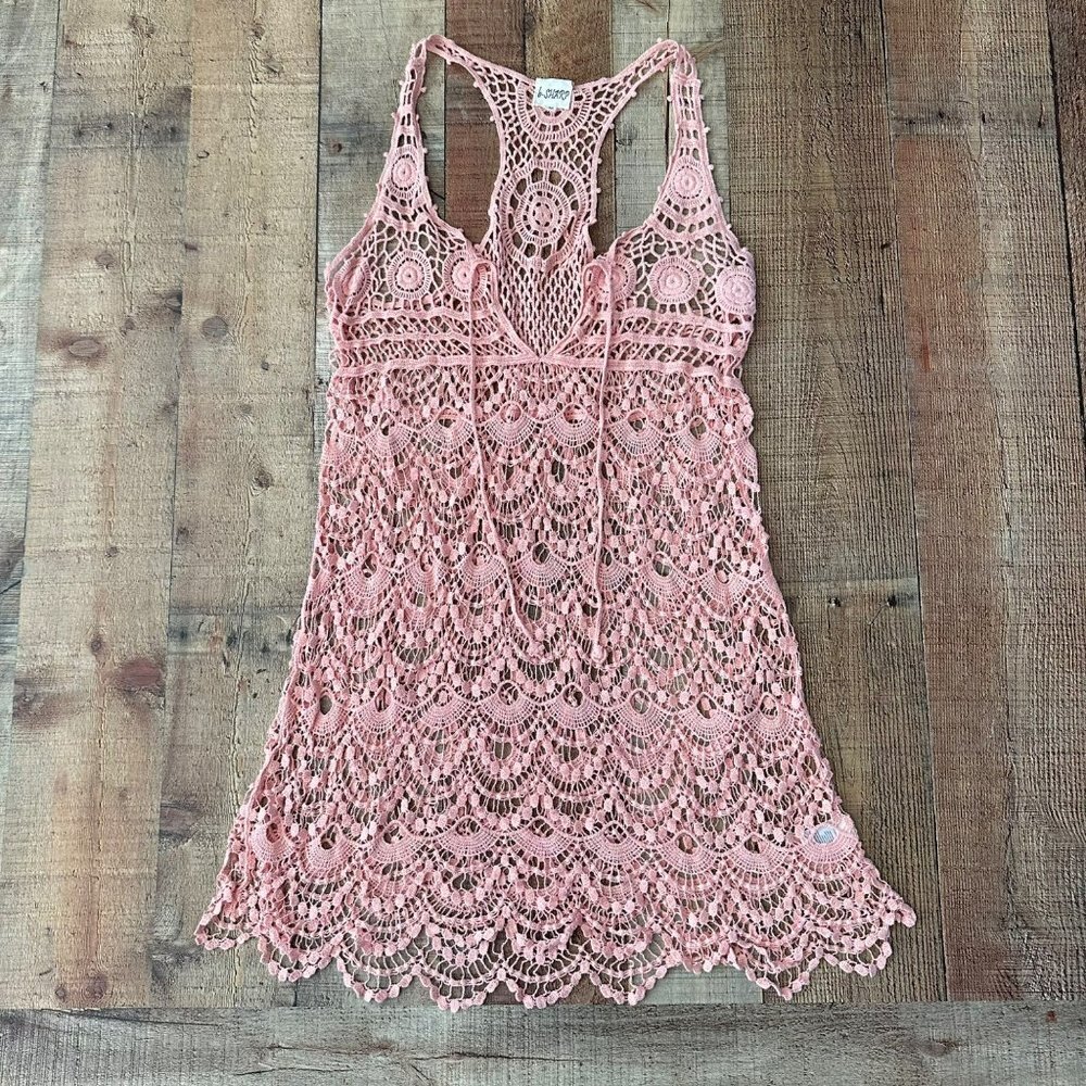 b-Sharp pink lace racer back tank top women's medium